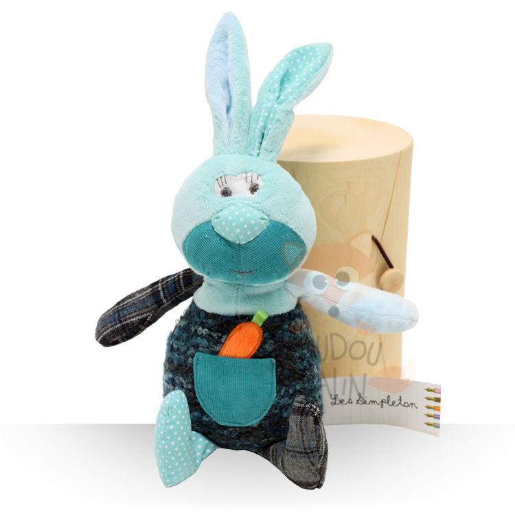  les simpleton baby comforter rabbit blue pocket carrot 